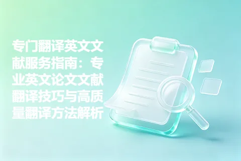 专门翻译英文文献服务指南：专业英文论文文献翻译技巧与高质量翻译方法解析