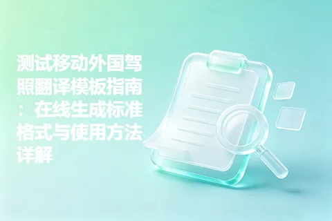 测试移动外国驾照翻译模板指南：在线生成标准格式与使用方法详解