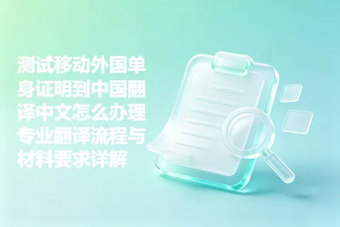 测试移动外国单身证明到中国翻译中文怎么办理 专业翻译流程与材料要求详解