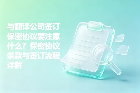 与翻译公司签订保密协议要注意什么？保密协议条款与签订流程详解