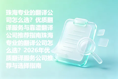 珠海专业的翻译公司怎么选？优质翻译服务与靠谱翻译公司推荐指南珠海专业的翻译公司怎么选？2026年优质翻译服务公司推荐与选择指南
