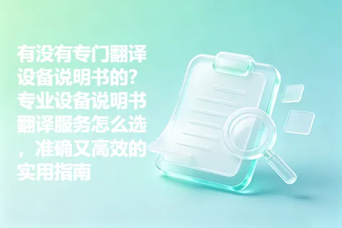 有没有专门翻译设备说明书的？专业设备说明书翻译服务怎么选，准确又高效的实用指南