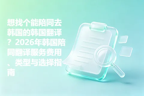 想找个能陪同去韩国的韩国翻译？2026年韩国陪同翻译服务费用、类型与选择指南