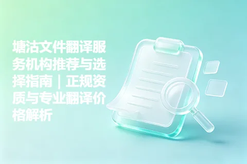 塘沽文件翻译服务机构推荐与选择指南｜正规资质与专业翻译价格解析