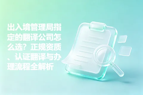 出入境管理局指定的翻译公司怎么选？正规资质、认证翻译与办理流程全解析
