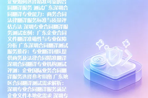 深圳专业合同翻译服务测试：广东企业合同文件精准翻译解决方案与专业机构选择指南广东深圳专业合同翻译测试指南：高质量合同翻译服务助力企业跨境合作与法律文件合规 深圳合同翻译公司专业测试解析：广东地区企业如何选择精准可靠的合同翻译服务 测试广东深圳合同翻译专业能力：商务合同法律翻译服务标准与质量评估方法 深圳专业合同翻译服务测试案例：广东企业合同文件翻译准确性与专业保障分析 广东深圳合同翻译测试服务推荐：专业翻译团队提供商务及法律合同精准翻译 深圳合同翻译专业机构测试评测：企业国际业务合同翻译服务选择参考指南 广东地区合同翻译测试需求解析：深圳专业合同翻译服务满足企业文件本地化需求 深圳专业合同翻译解决方案测试：广东企业如何提升合同翻译效率与准确度 合同翻译测试在广东深圳的应用：专业翻译服务助力企业法律文件国际化 深圳合同翻译服务测试优化方案：专业团队打造高标准商务合同翻译体验