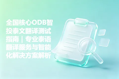 全国核心ODB智投泰文翻译测试指南｜专业泰语翻译服务与智能化解决方案解析