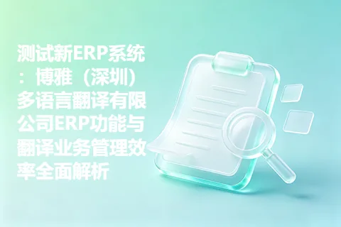 测试新ERP系统：博雅（深圳）多语言翻译有限公司ERP功能与翻译业务管理效率全面解析