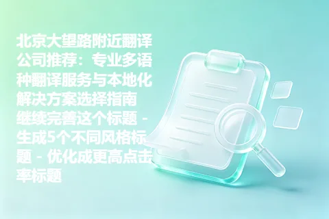 北京大望路附近翻译公司推荐：专业多语种翻译服务与本地化解决方案选择指南 继续完善这个标题 – 生成5个不同风格标题 – 优化成更高点击率标题