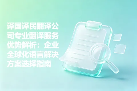 译国译民翻译公司专业翻译服务优势解析：企业全球化语言解决方案选择指南