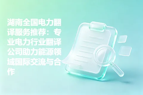 湖南全国电力翻译服务推荐：专业电力行业翻译公司助力能源领域国际交流与合作