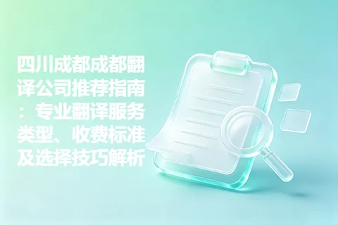 四川成都成都翻译公司推荐指南：专业翻译服务类型、收费标准及选择技巧解析