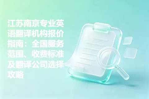 江苏南京专业英语翻译机构报价指南：全国服务范围、收费标准及翻译公司选择攻略
