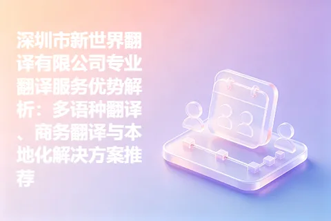 深圳市新世界翻译有限公司专业翻译服务优势解析：多语种翻译、商务翻译与本地化解决方案推荐