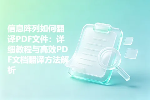 信息阵列如何翻译PDF文件：详细教程与高效PDF文档翻译方法解析