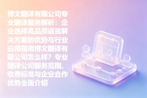 博文翻译有限公司专业翻译服务解析：企业选择高品质语言解决方案的优势与行业应用指南博文翻译有限公司怎么样？专业翻译公司服务范围、收费标准与企业合作优势全面介绍