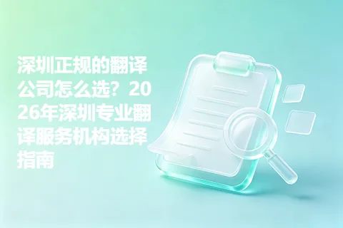 深圳正规的翻译公司怎么选？2026年深圳专业翻译服务机构选择指南