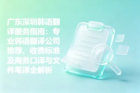 广东深圳韩语翻译服务指南：专业韩语翻译公司推荐、收费标准及商务口译与文件笔译全解析