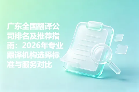 广东全国翻译公司排名及推荐指南：2026年专业翻译机构选择标准与服务对比