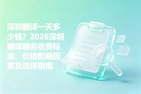 深圳翻译一天多少钱？2026深圳翻译服务收费标准、价格影响因素及选择指南