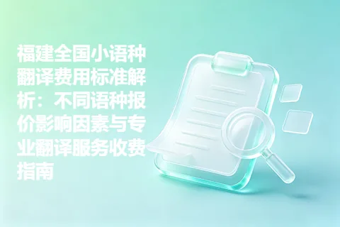 福建全国小语种翻译费用标准解析：不同语种报价影响因素与专业翻译服务收费指南