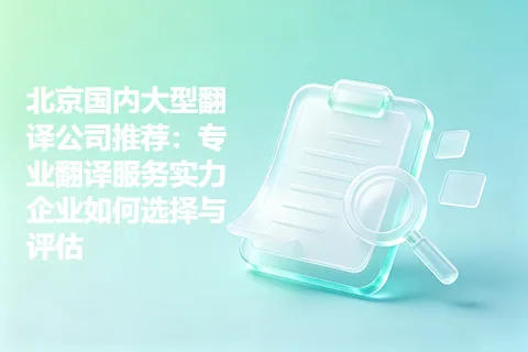 北京国内大型翻译公司推荐：专业翻译服务实力企业如何选择与评估