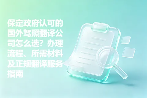 保定政府认可的国外驾照翻译公司怎么选？办理流程、所需材料及正规翻译服务指南