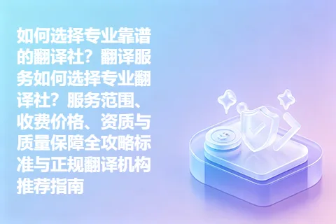 如何选择专业靠谱的翻译社？翻译服务如何选择专业翻译社？服务范围、收费价格、资质与质量保障全攻略标准与正规翻译机构推荐指南