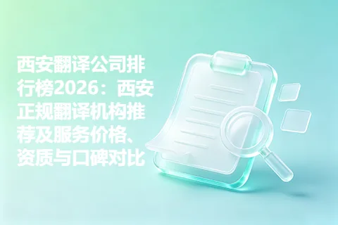 西安翻译公司排行榜2026：西安正规翻译机构推荐及服务价格、资质与口碑对比