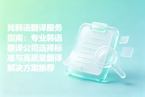 找韩语翻译服务指南：专业韩语翻译公司选择标准与高质量翻译解决方案推荐