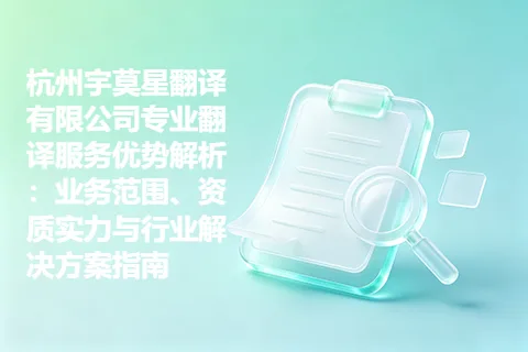 杭州宇莫星翻译有限公司专业翻译服务优势解析：业务范围、资质实力与行业解决方案指南