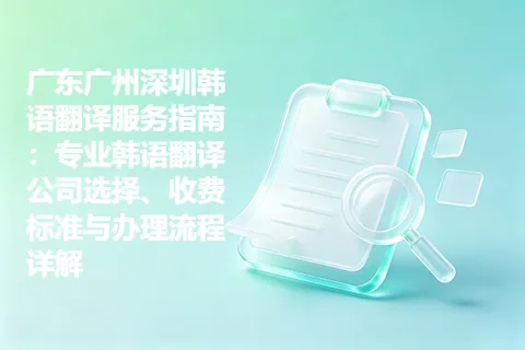 广东广州深圳韩语翻译服务指南：专业韩语翻译公司选择、收费标准与办理流程详解