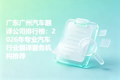 广东广州汽车翻译公司排行榜：2026年专业汽车行业翻译服务机构推荐
