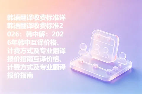韩语翻译收费标准详韩语翻译收费标准2026：韩中解：2026年韩中互译价格、计费方式及专业翻译报价指南互译价格、计费方式及专业翻译报价指南