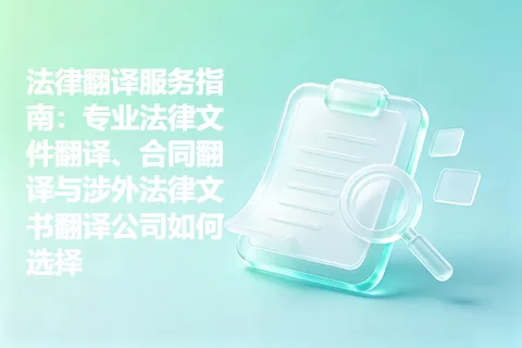法律翻译服务指南：专业法律文件翻译、合同翻译与涉外法律文书翻译公司如何选择