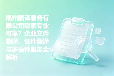 福州翻译服务有限公司哪家专业可靠？企业文件翻译、证件翻译与多语种服务全解析