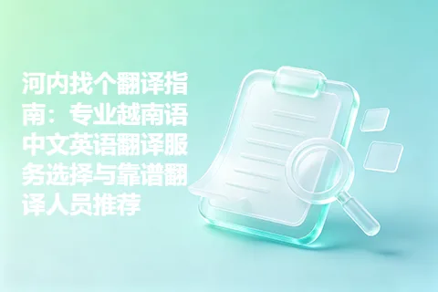 河内找个翻译指南：专业越南语中文英语翻译服务选择与靠谱翻译人员推荐