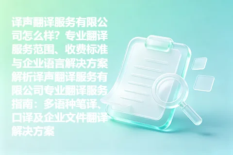 译声翻译服务有限公司怎么样？专业翻译服务范围、收费标准与企业语言解决方案解析译声翻译服务有限公司专业翻译服务指南：多语种笔译、口译及企业文件翻译解决方案