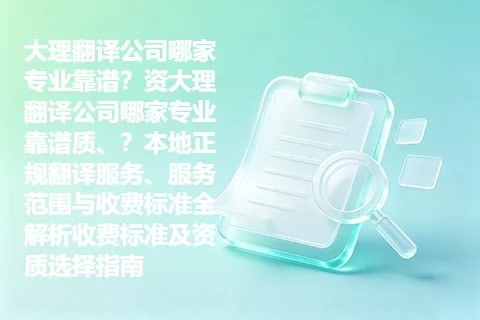 大理翻译公司哪家专业靠谱？资大理翻译公司哪家专业靠谱质、？本地正规翻译服务、服务范围与收费标准全解析收费标准及资质选择指南