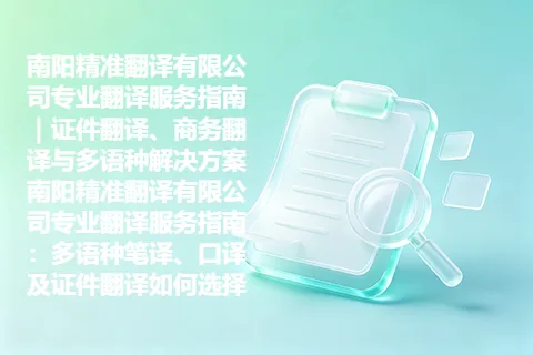 南阳精准翻译有限公司专业翻译服务指南｜证件翻译、商务翻译与多语种解决方案南阳精准翻译有限公司专业翻译服务指南：多语种笔译、口译及证件翻译如何选择