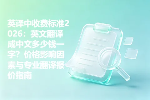 英译中收费标准2026：英文翻译成中文多少钱一字？价格影响因素与专业翻译报价指南