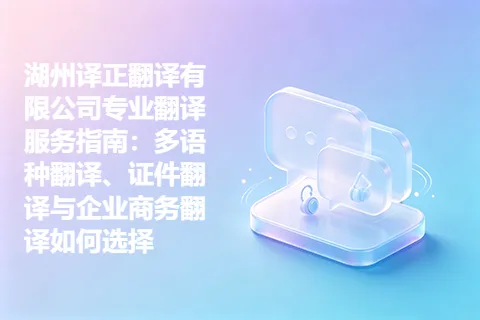 湖州译正翻译有限公司专业翻译服务指南：多语种翻译、证件翻译与企业商务翻译如何选择