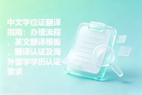 中文学位证翻译指南：办理流程、英文翻译模板、翻译认证及海外留学学历认证要求