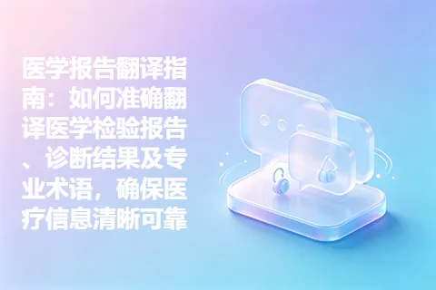 医学报告翻译指南：如何准确翻译医学检验报告、诊断结果及专业术语，确保医疗信息清晰可靠