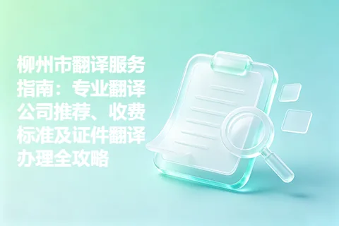 柳州市翻译服务指南：专业翻译公司推荐、收费标准及证件翻译办理全攻略