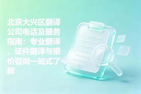 北京大兴区翻译公司电话及服务指南：专业翻译、证件翻译与报价咨询一站式了解