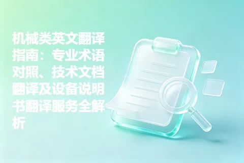 机械类英文翻译指南：专业术语对照、技术文档翻译及设备说明书翻译服务全解析
