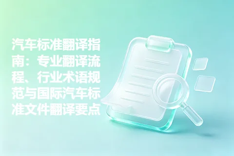 汽车标准翻译指南：专业翻译流程、行业术语规范与国际汽车标准文件翻译要点