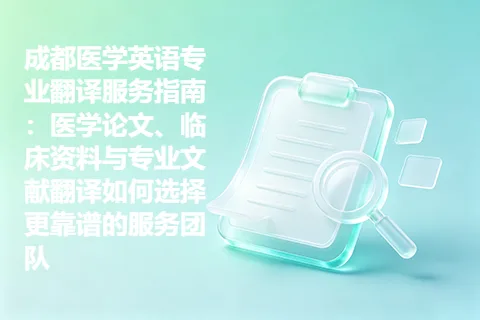 成都医学英语专业翻译服务指南：医学论文、临床资料与专业文献翻译如何选择更靠谱的服务团队