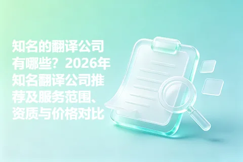 知名的翻译公司有哪些？2026年知名翻译公司推荐及服务范围、资质与价格对比